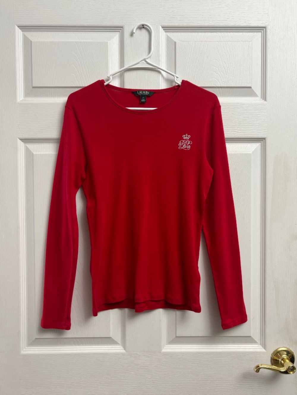 Lauren Ralph Lauren Women's Red Long Sleeve Logo Top